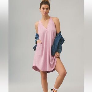 Daily Practice by Anthropologie The Carly V Neck Mini Dress Light Mauve